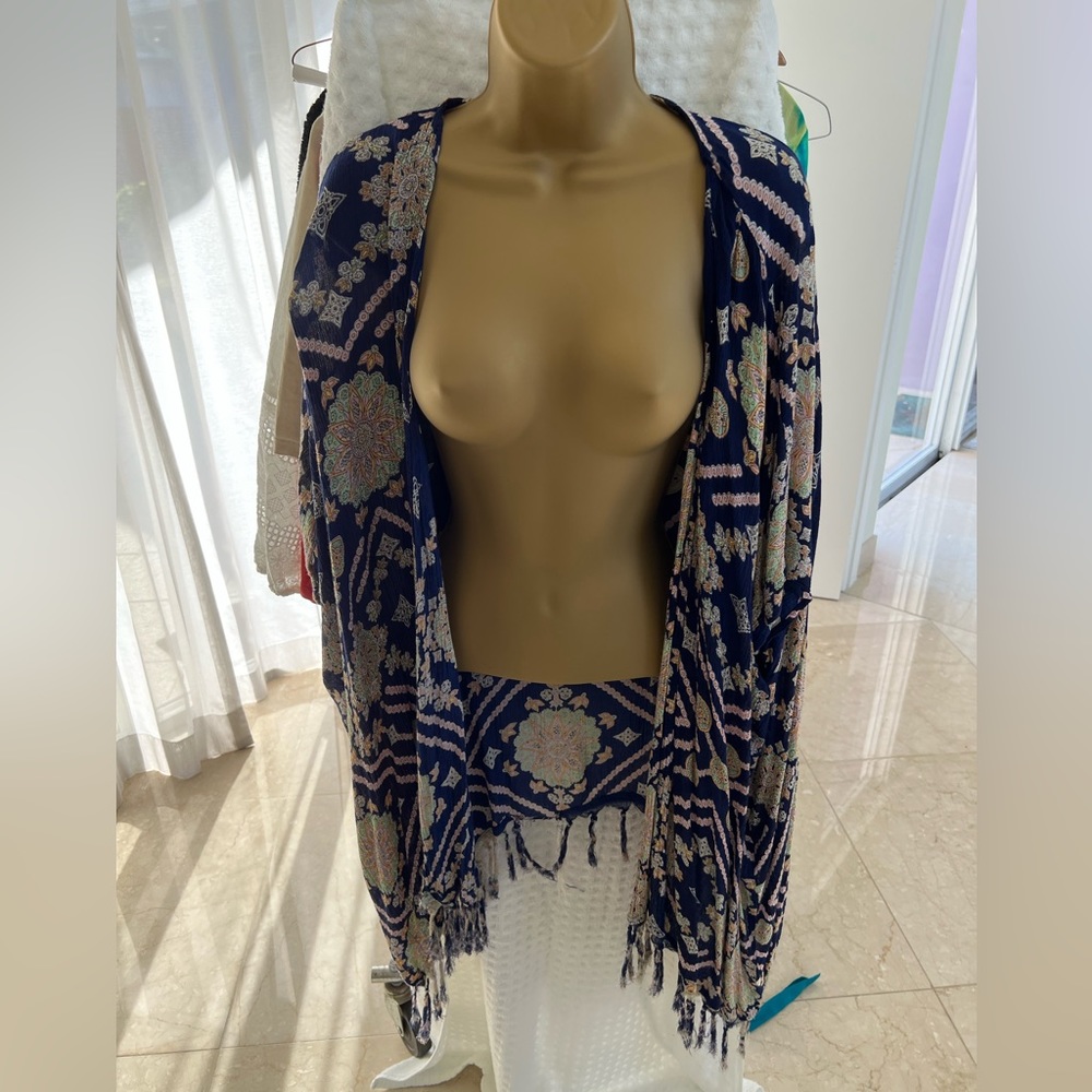 Summer cardigan, lightweight, fringe, detail, bottom, swimsuit cover up